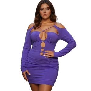 Purple Women's Cold Shoulder Cut-Out Dress Ptp 16"
